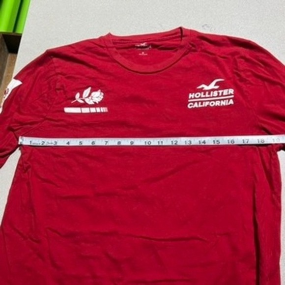 Hollister California Mens Red Long Sleeve Graphic T-Shirt Rose Logo Size M - Picture 9 of 9